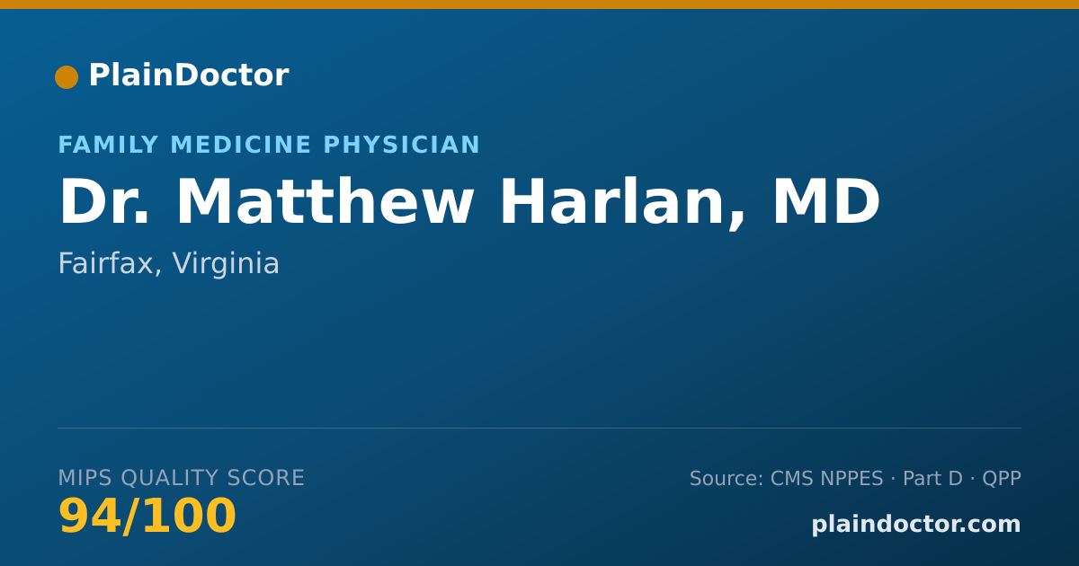 Shareable card for Matthew Harlan, MD - Family Medicine Physician, Fairfax, VA