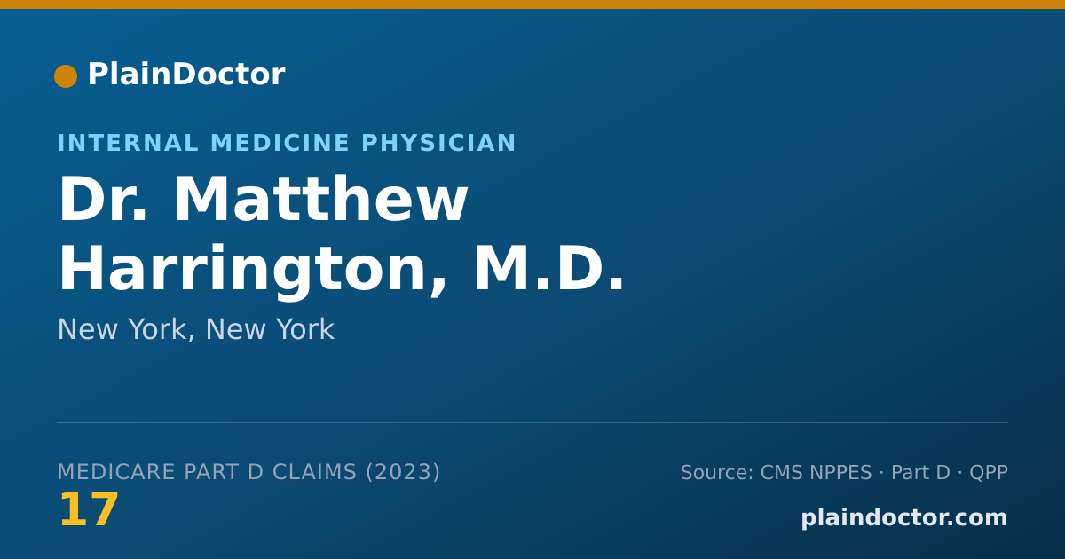 Shareable card for Matthew Harrington, M.D. - Internal Medicine Physician, New York, NY