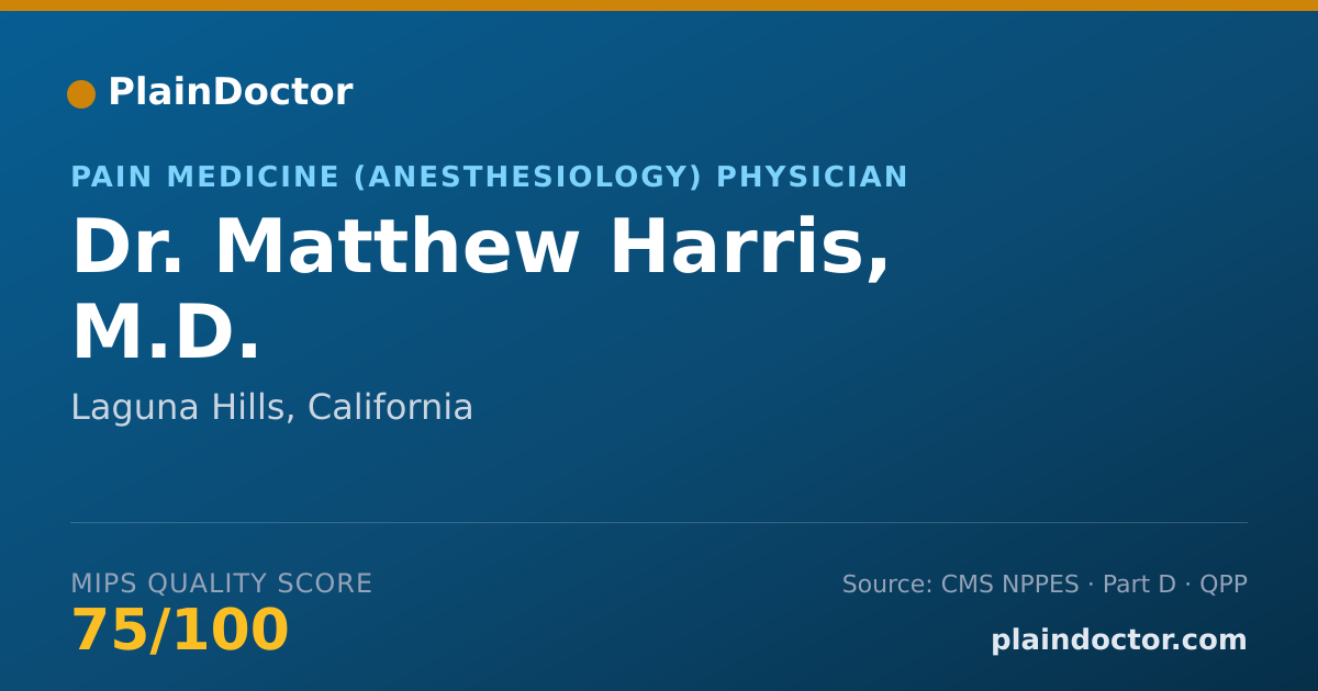 Shareable card for Matthew Harris, M.D. - Pain Medicine (Anesthesiology) Physician, Laguna Hills, CA