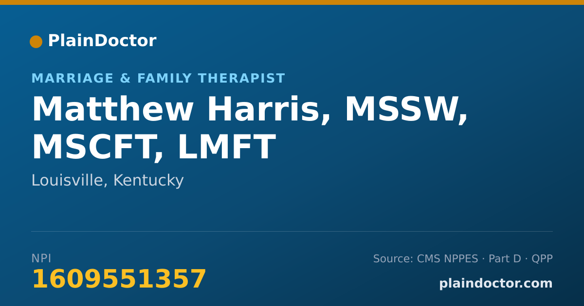 Shareable card for Matthew Harris, MSSW, MSCFT, LMFT - Marriage & Family Therapist, Louisville, KY
