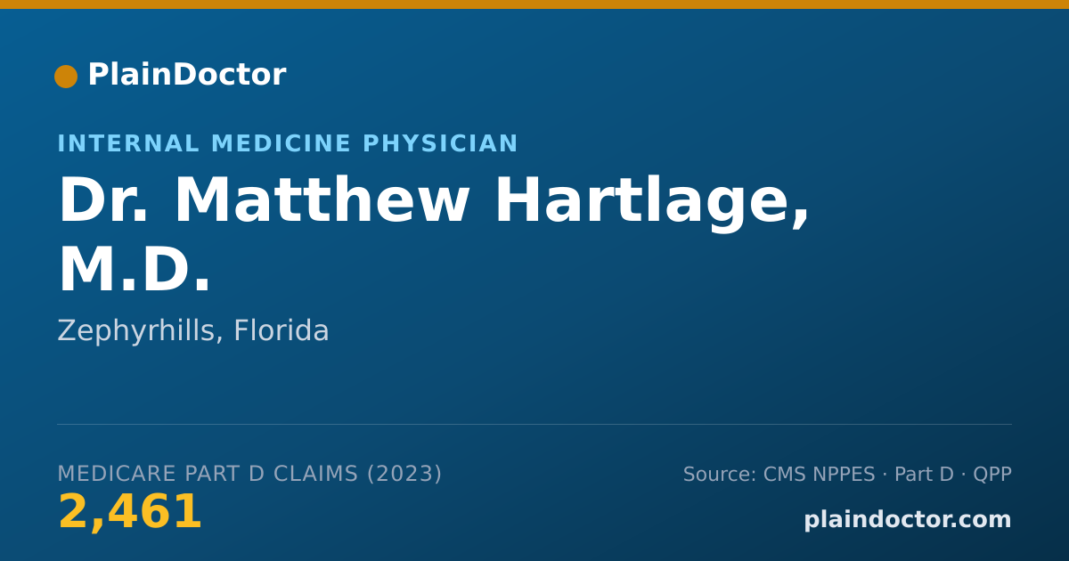Shareable card for Matthew Hartlage, M.D. - Internal Medicine Physician, Zephyrhills, FL
