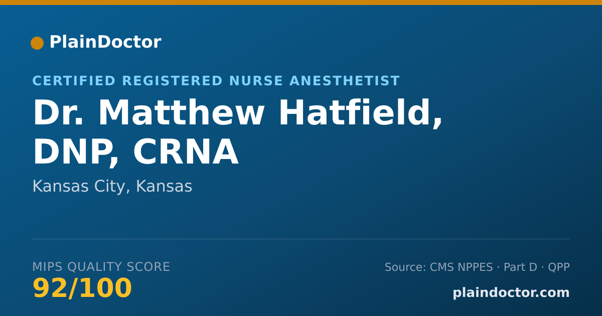 Shareable card for Matthew Hatfield, DNP, CRNA - Certified Registered Nurse Anesthetist, Kansas City, KS