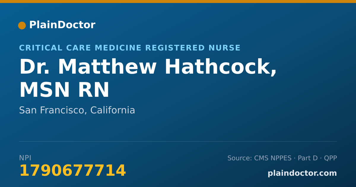 Shareable card for Matthew Hathcock, MSN RN - Critical Care Medicine Registered Nurse, San Francisco, CA