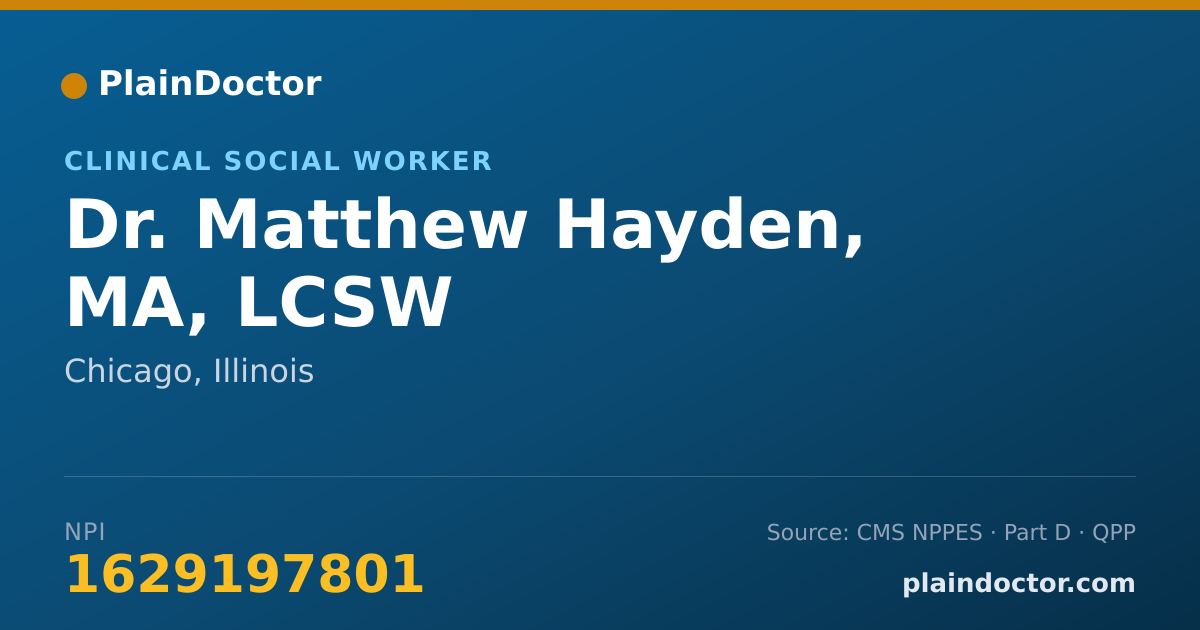 Shareable card for Matthew Hayden, MA, LCSW - Clinical Social Worker, Chicago, IL