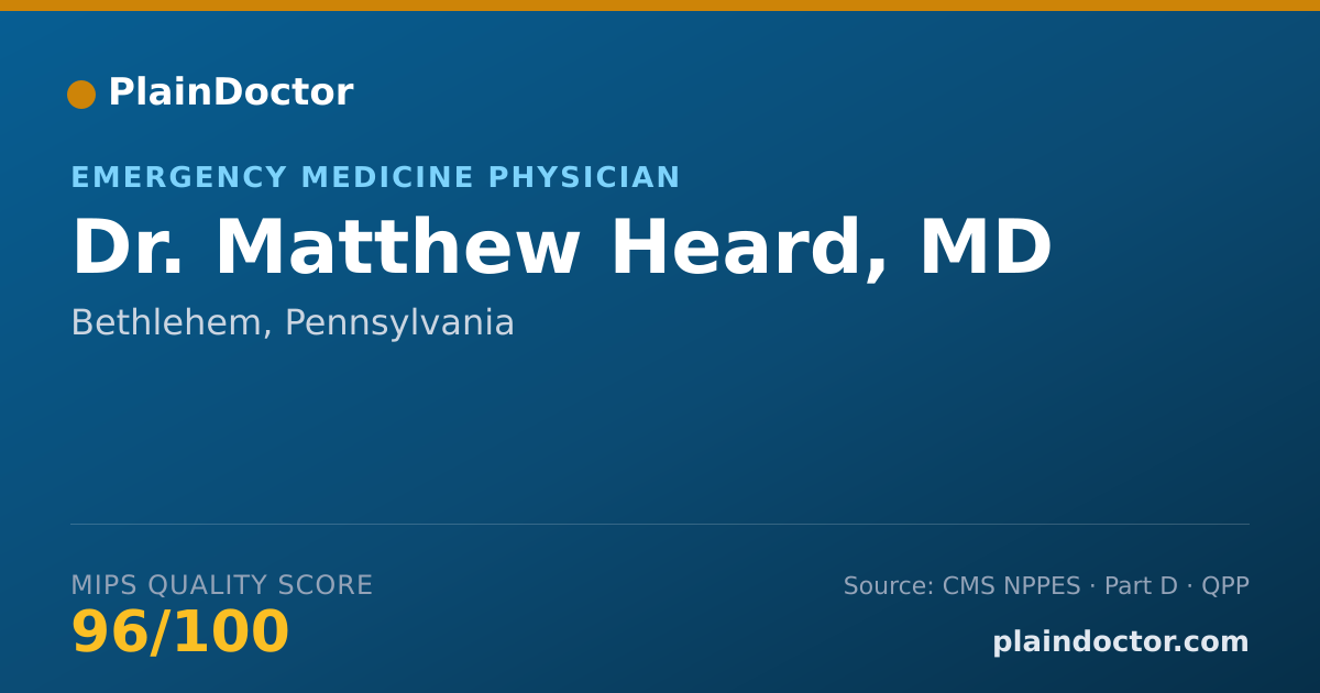 Shareable card for Matthew Heard, MD - Emergency Medicine Physician, Bethlehem, PA