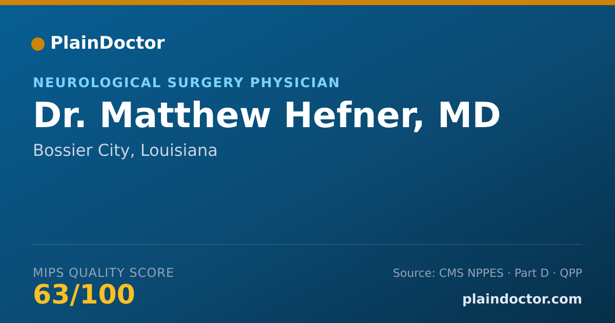 Shareable card for Matthew Hefner, MD - Neurological Surgery Physician, Bossier City, LA