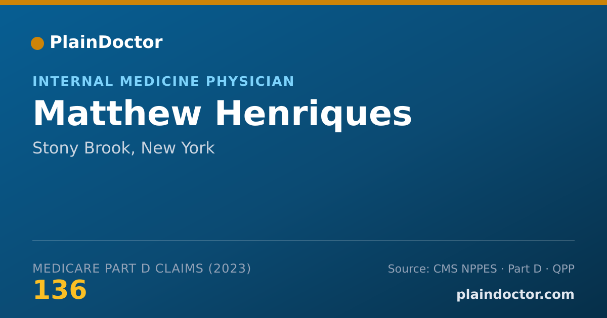 Shareable card for Matthew Henriques - Internal Medicine Physician, Stony Brook, NY