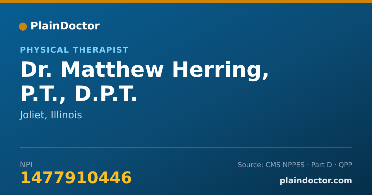 Shareable card for Matthew Herring, P.T., D.P.T. - Physical Therapist, Joliet, IL