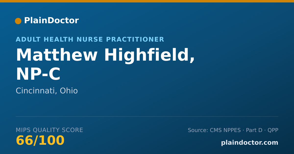 Shareable card for Matthew Highfield, NP-C - Adult Health Nurse Practitioner, Cincinnati, OH