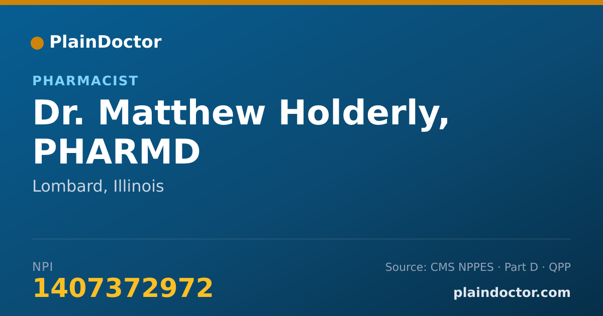Shareable card for Matthew Holderly, PHARMD - Pharmacist, Lombard, IL