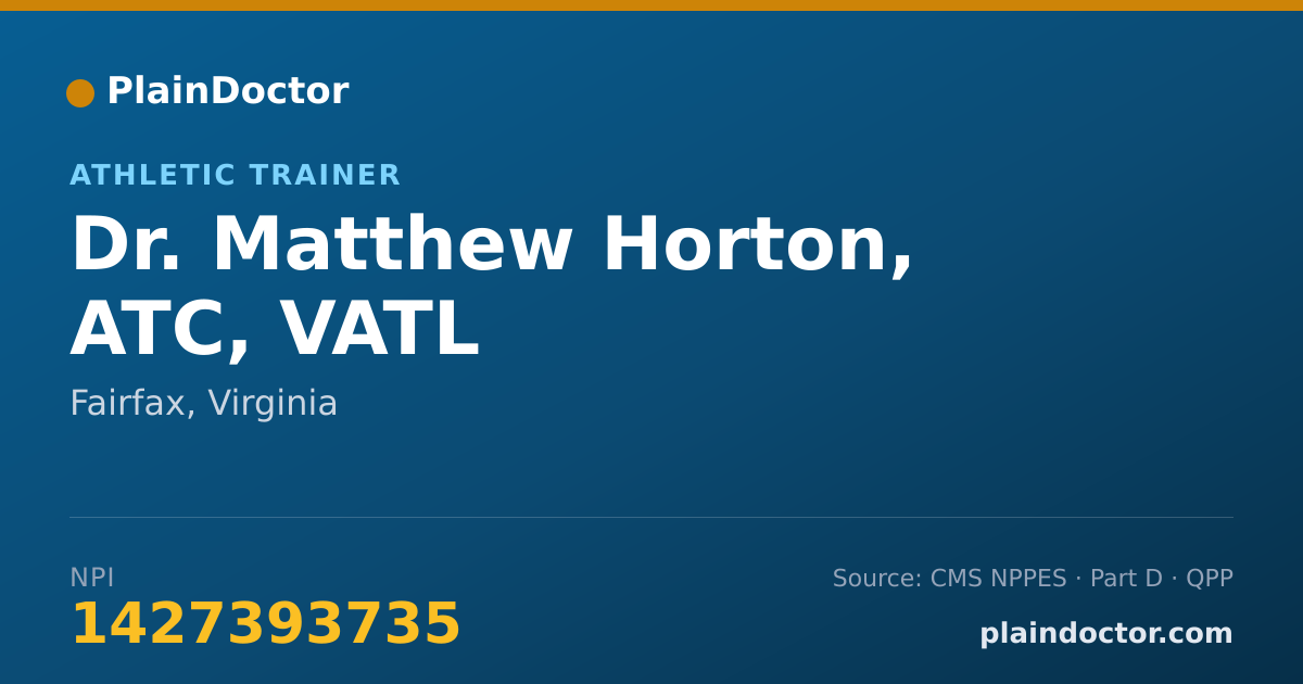 Shareable card for Matthew Horton, ATC, VATL - Athletic Trainer, Fairfax, VA