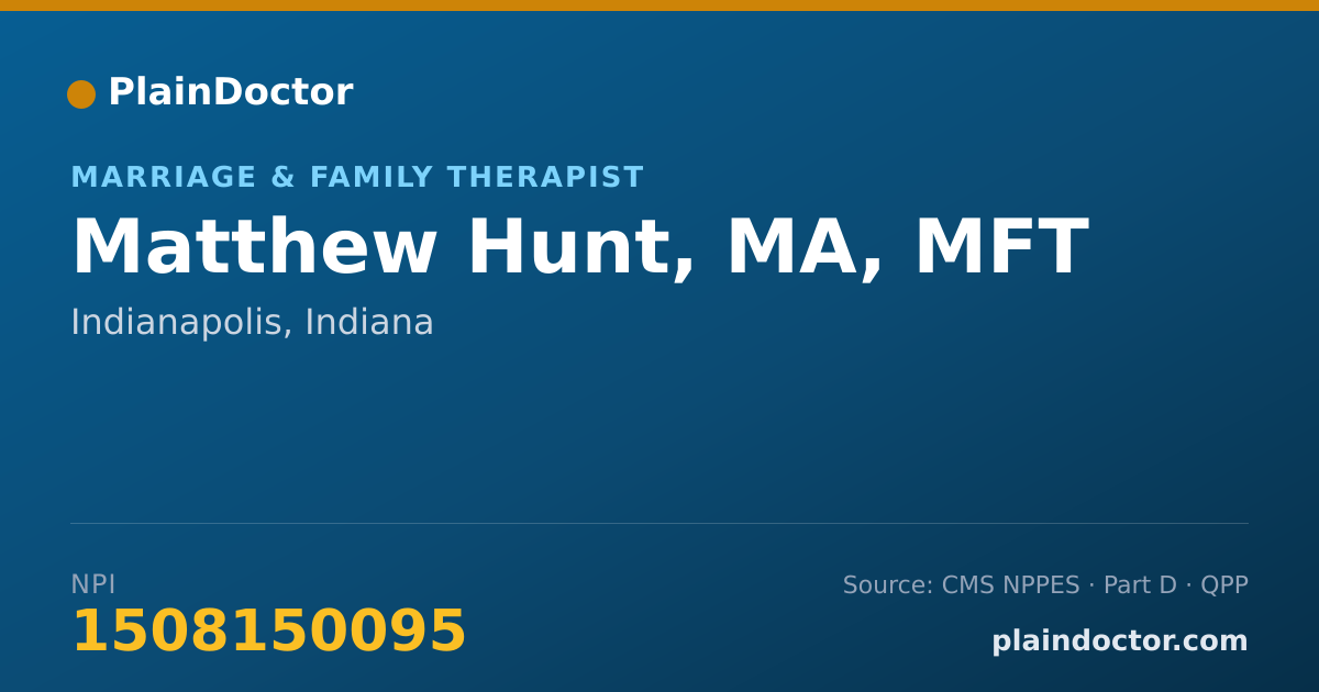 Shareable card for Matthew Hunt, MA, MFT - Marriage & Family Therapist, Indianapolis, IN