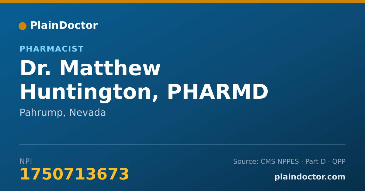 Shareable card for Matthew Huntington, PHARMD - Pharmacist, Pahrump, NV