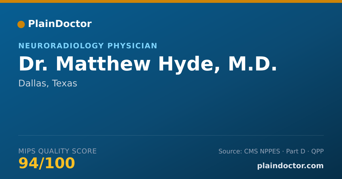 Shareable card for Matthew Hyde, M.D. - Neuroradiology Physician, Dallas, TX