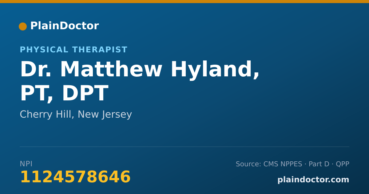 Shareable card for Matthew Hyland, PT, DPT - Physical Therapist, Cherry Hill, NJ