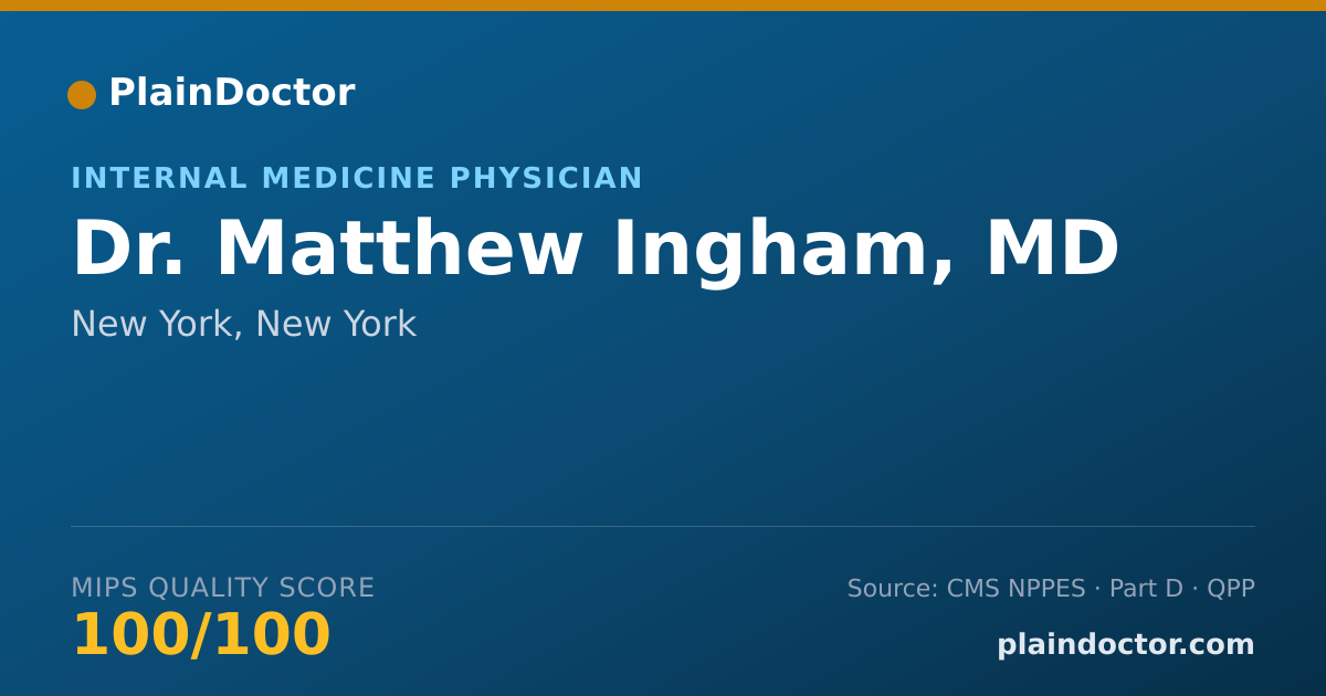 Shareable card for Matthew Ingham, MD - Internal Medicine Physician, New York, NY
