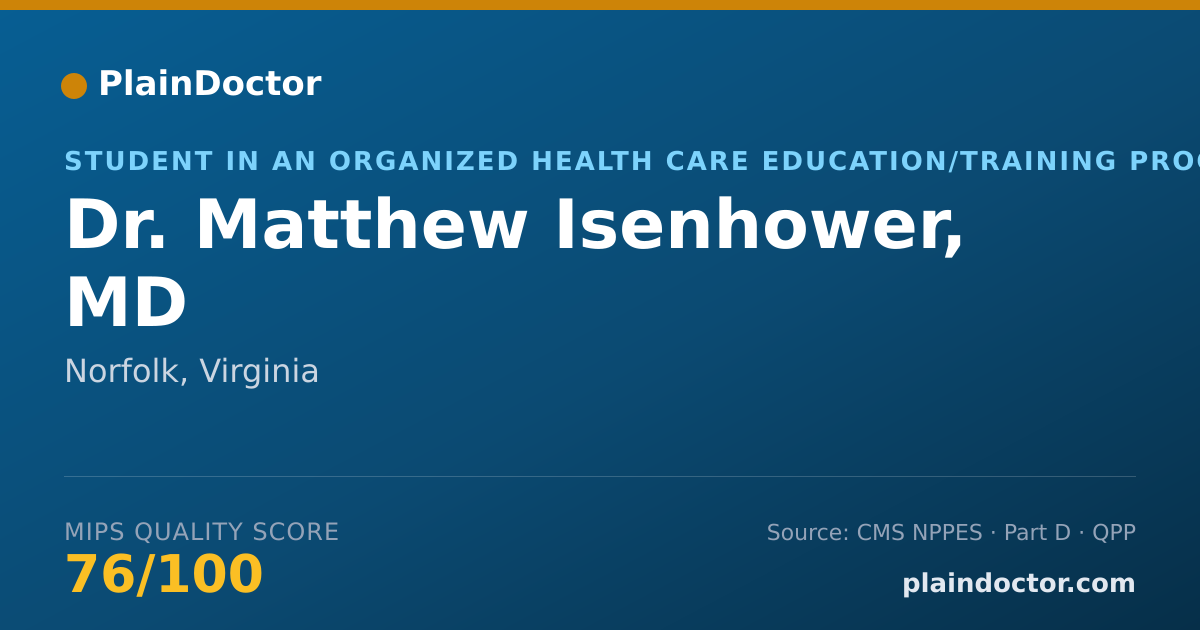 Shareable card for Matthew Isenhower, MD - Student in an Organized Health Care Education/Training Program, Norfolk, VA