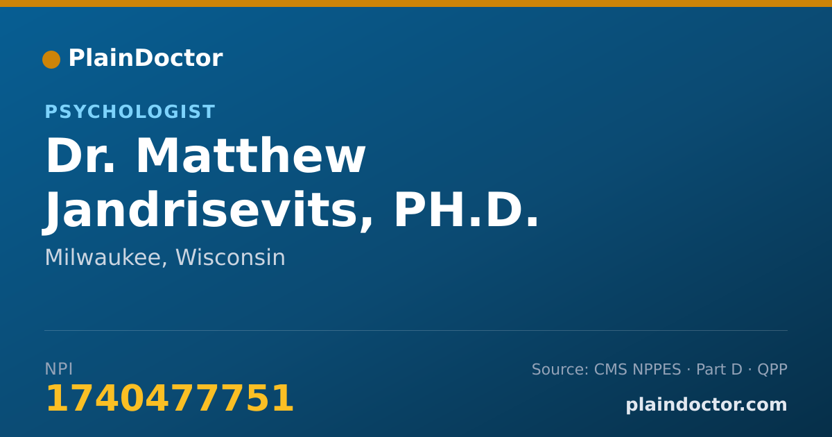 Shareable card for Matthew Jandrisevits, PH.D. - Psychologist, Milwaukee, WI