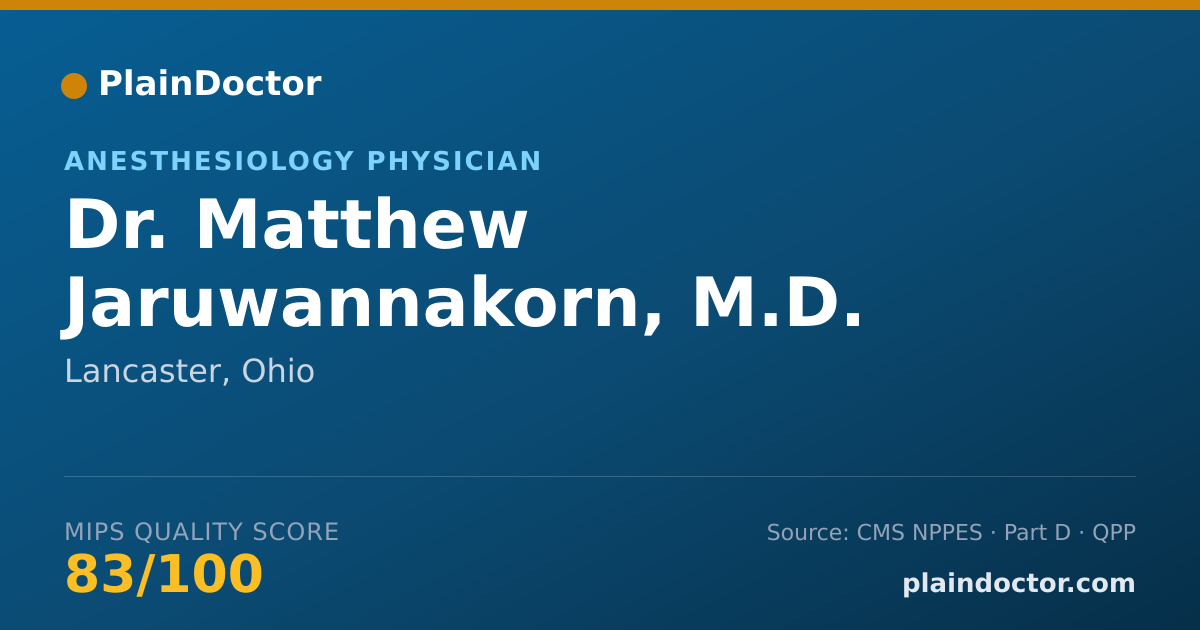 Shareable card for Matthew Jaruwannakorn, M.D. - Anesthesiology Physician, Lancaster, OH