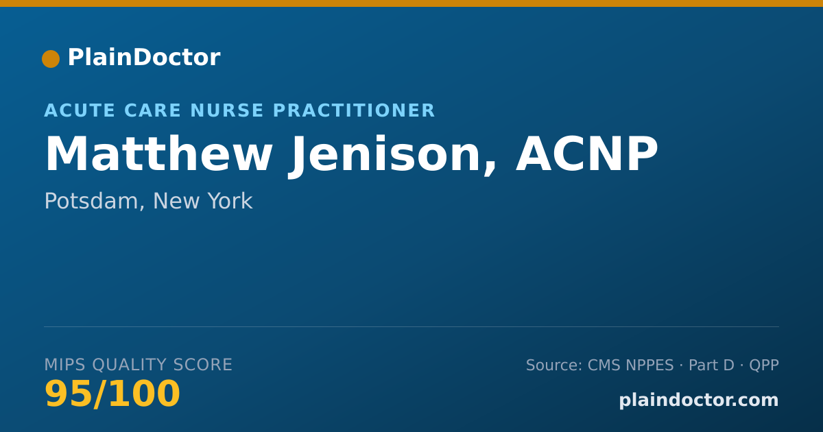 Shareable card for Matthew Jenison, ACNP - Acute Care Nurse Practitioner, Potsdam, NY