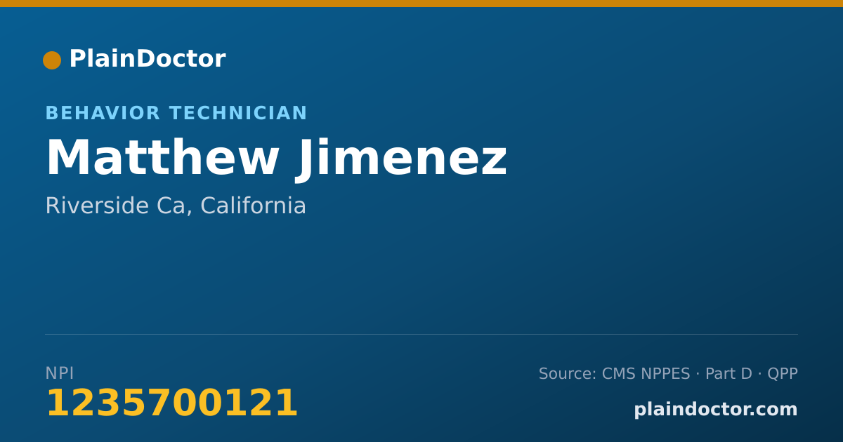 Shareable card for Matthew Jimenez - Behavior Technician, Riverside Ca, CA