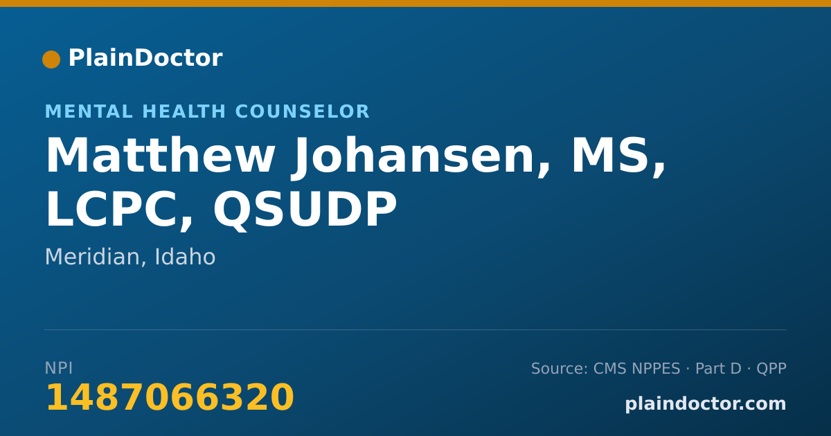 Shareable card for Matthew Johansen, MS, LCPC, QSUDP - Mental Health Counselor, Meridian, ID