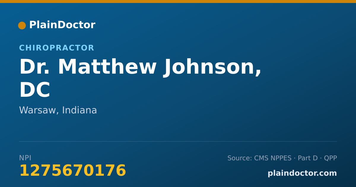 Shareable card for Matthew Johnson, DC - Chiropractor, Warsaw, IN
