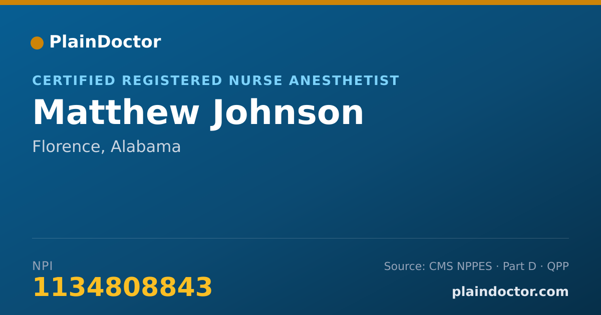 Shareable card for Matthew Johnson - Certified Registered Nurse Anesthetist, Florence, AL
