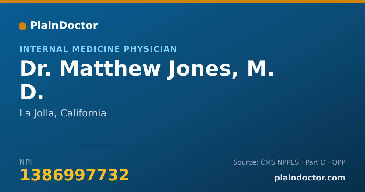 Shareable card for Matthew Jones, M. D. - Internal Medicine Physician, La Jolla, CA