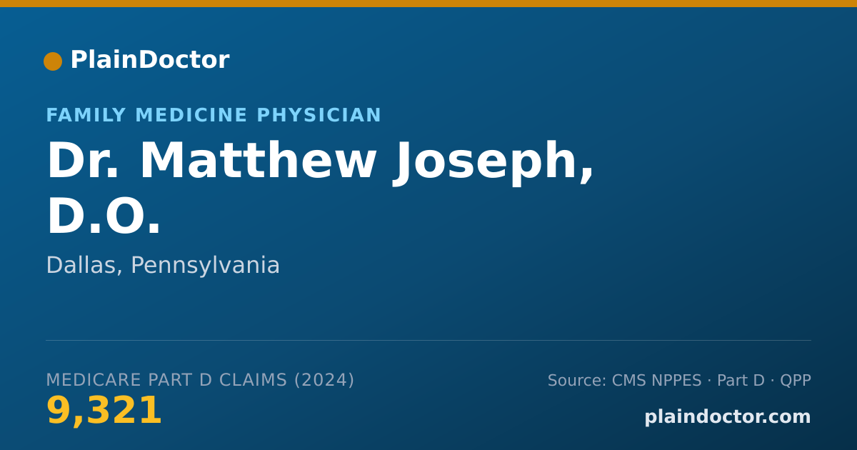 Shareable card for Matthew Joseph, D.O. - Family Medicine Physician, Dallas, PA