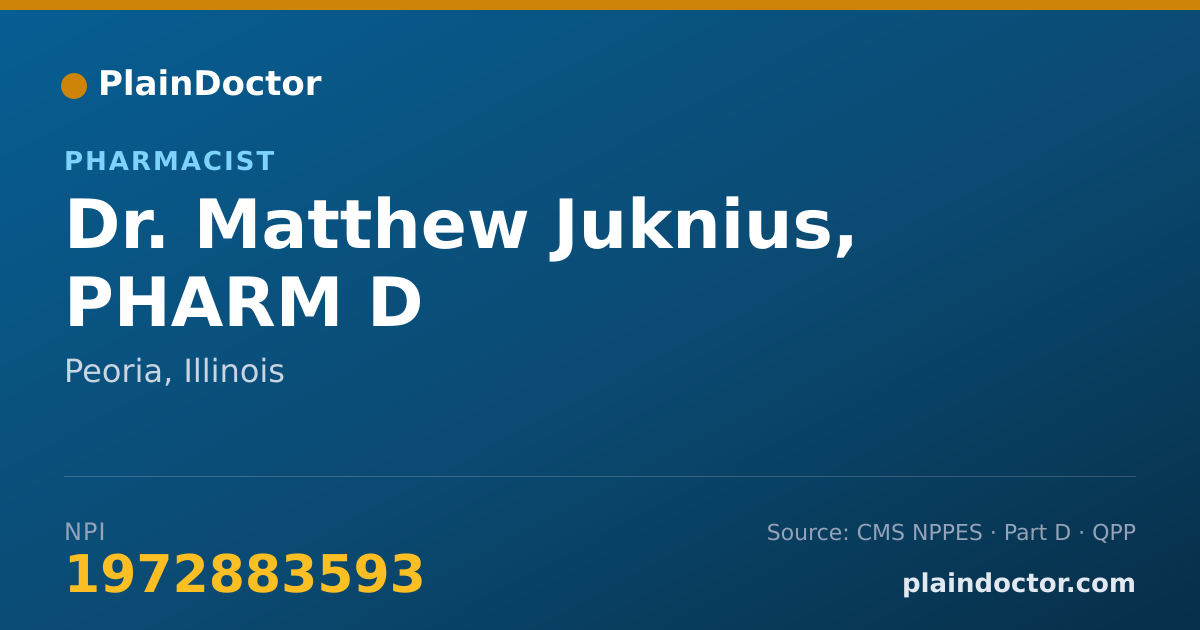 Shareable card for Matthew Juknius, PHARM D - Pharmacist, Peoria, IL