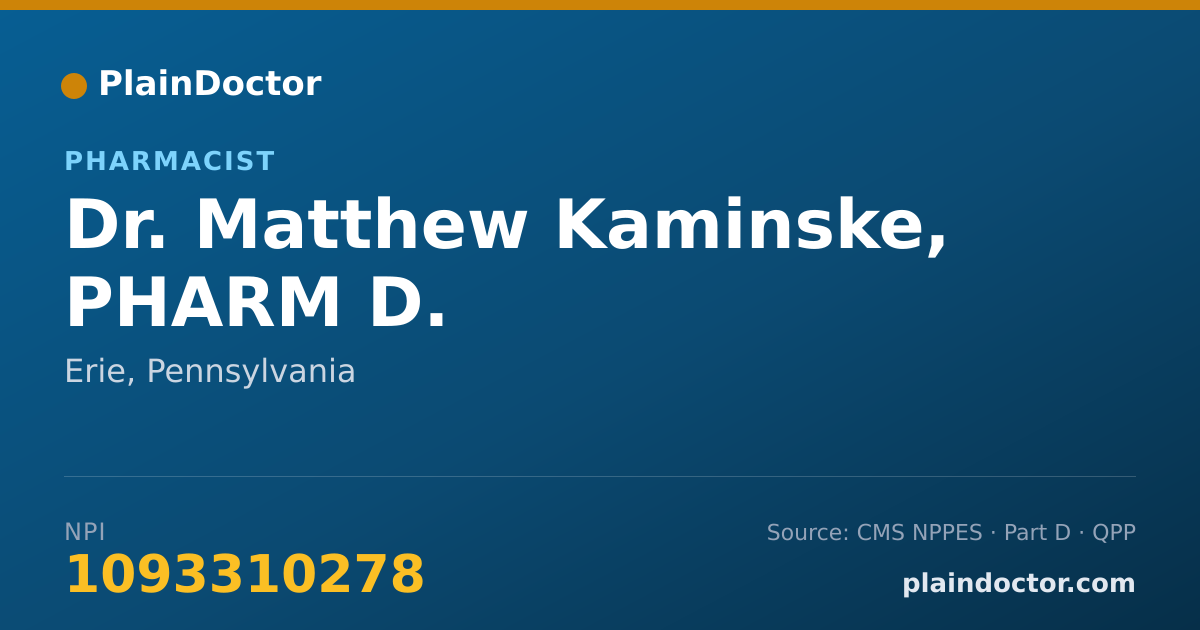 Shareable card for Matthew Kaminske, PHARM D. - Pharmacist, Erie, PA