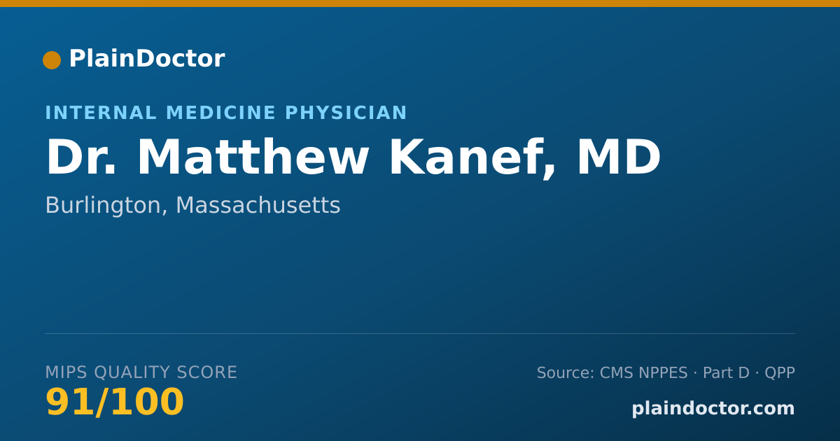 Shareable card for Matthew Kanef, MD - Internal Medicine Physician, Burlington, MA