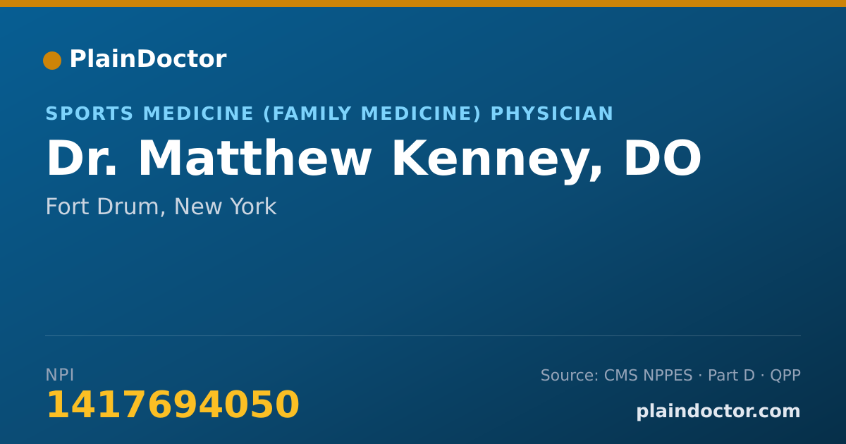 Shareable card for Matthew Kenney, DO - Sports Medicine (Family Medicine) Physician, Fort Drum, NY