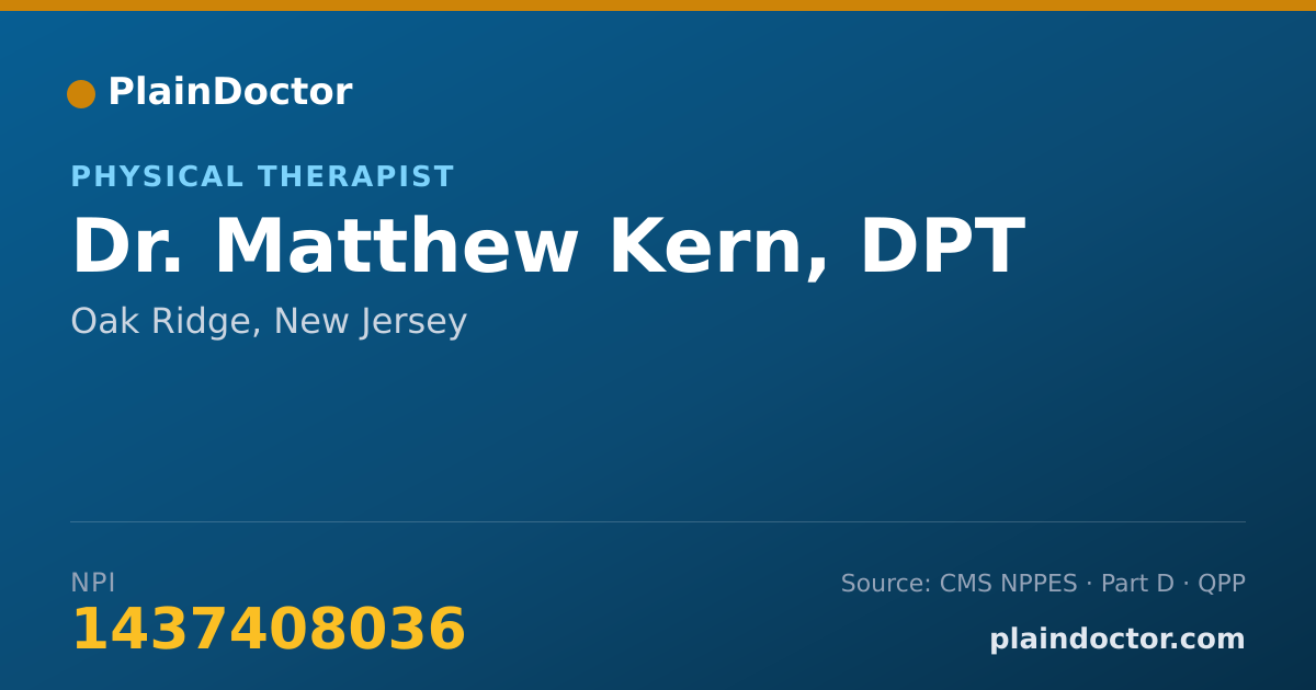 Shareable card for Matthew Kern, DPT - Physical Therapist, Oak Ridge, NJ