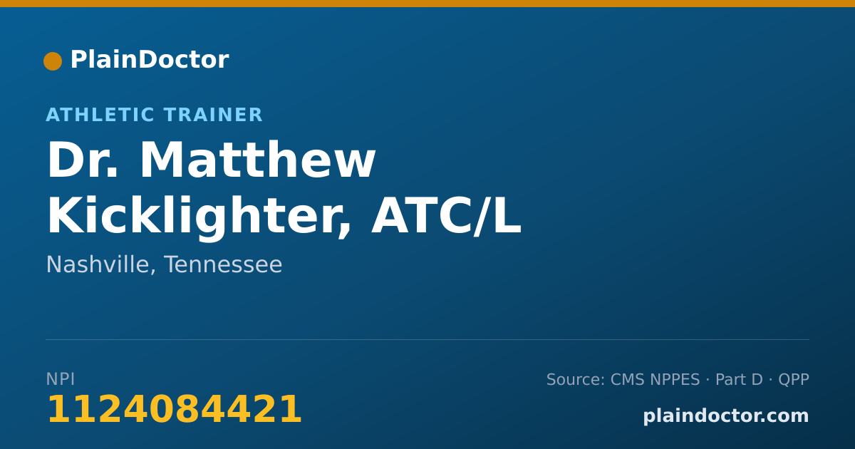 Shareable card for Matthew Kicklighter, ATC/L - Athletic Trainer, Nashville, TN