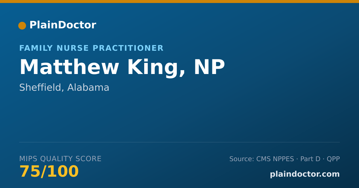 Shareable card for Matthew King, NP - Family Nurse Practitioner, Sheffield, AL