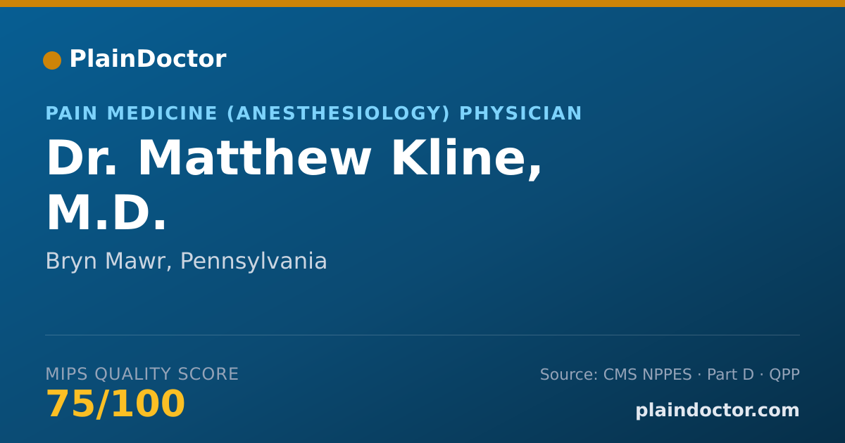 Shareable card for Matthew Kline, M.D. - Pain Medicine (Anesthesiology) Physician, Bryn Mawr, PA