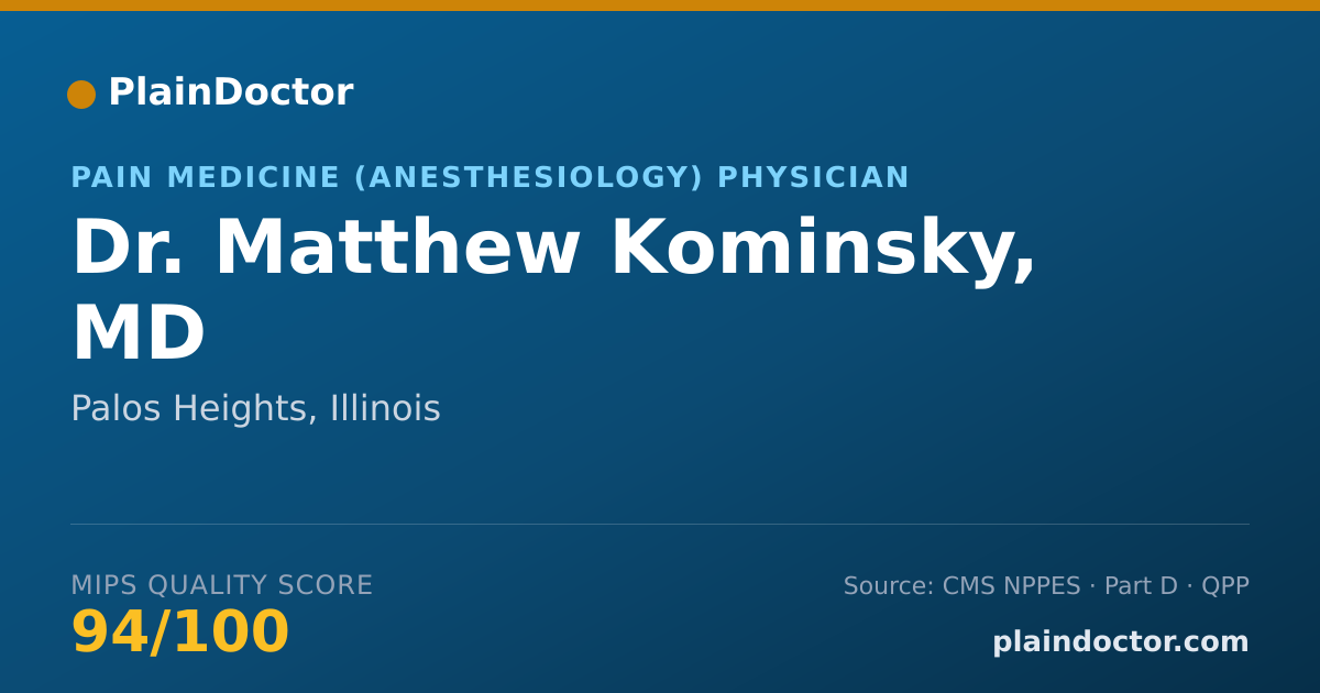 Shareable card for Matthew Kominsky, MD - Pain Medicine (Anesthesiology) Physician, Palos Heights, IL