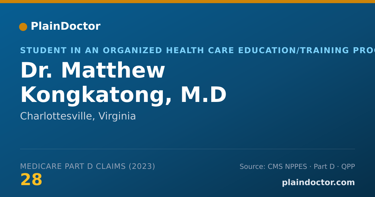 Shareable card for Matthew Kongkatong, M.D - Student in an Organized Health Care Education/Training Program, Charlottesville, VA