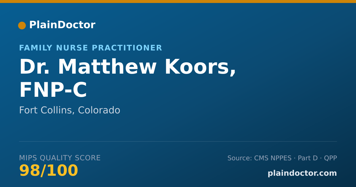 Shareable card for Matthew Koors, FNP-C - Family Nurse Practitioner, Fort Collins, CO