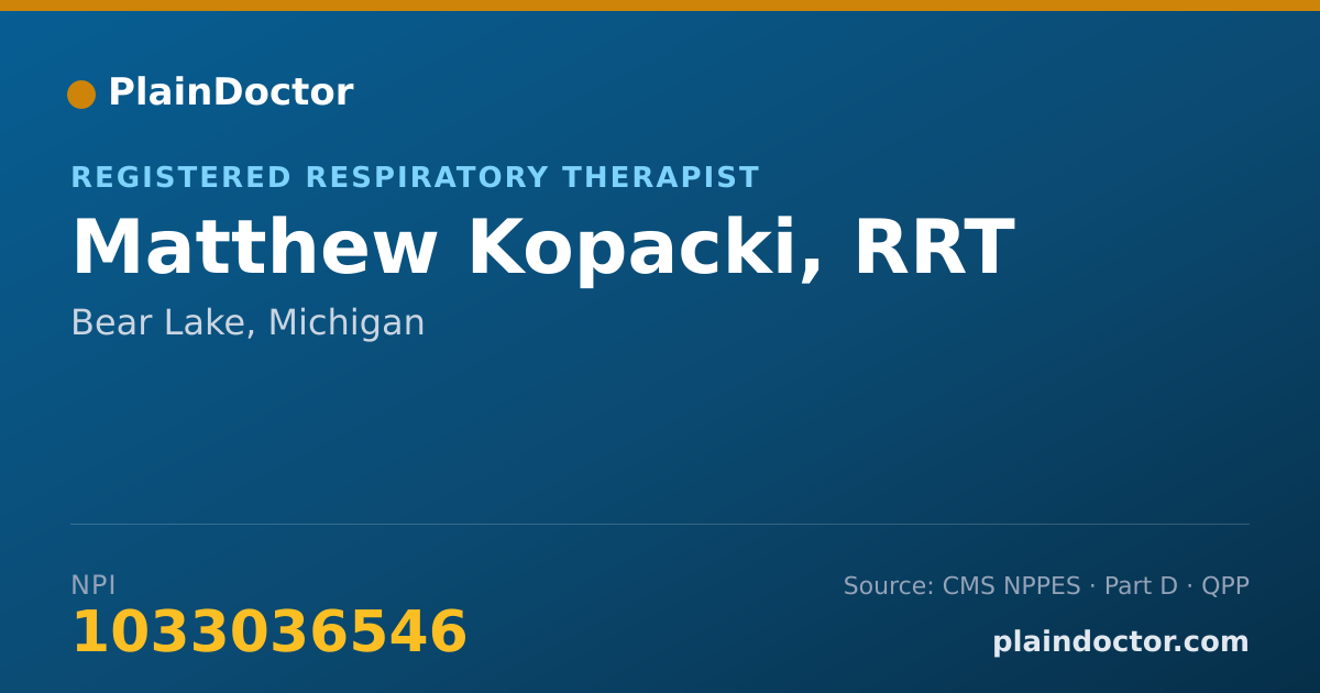 Shareable card for Matthew Kopacki, RRT - Registered Respiratory Therapist, Bear Lake, MI