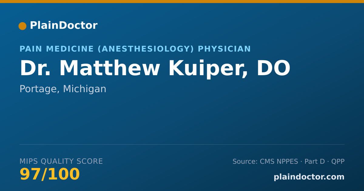 Shareable card for Matthew Kuiper, DO - Pain Medicine (Anesthesiology) Physician, Portage, MI