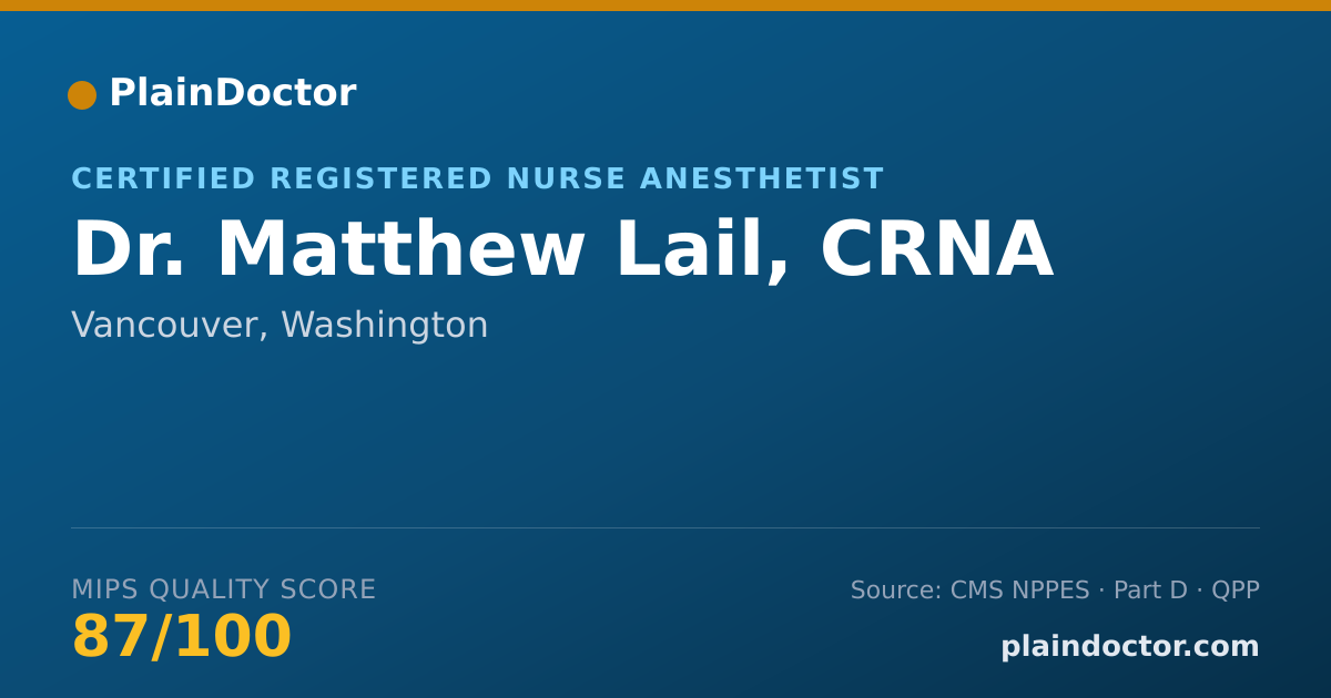 Shareable card for Matthew Lail, CRNA - Certified Registered Nurse Anesthetist, Vancouver, WA