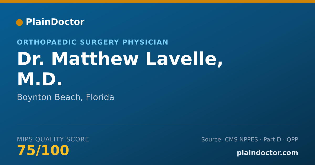 Shareable card for Matthew Lavelle, M.D. - Orthopaedic Surgery Physician, Boynton Beach, FL