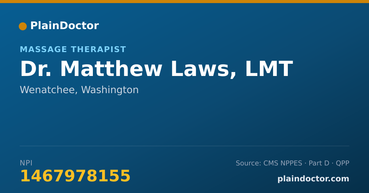 Shareable card for Matthew Laws, LMT - Massage Therapist, Wenatchee, WA