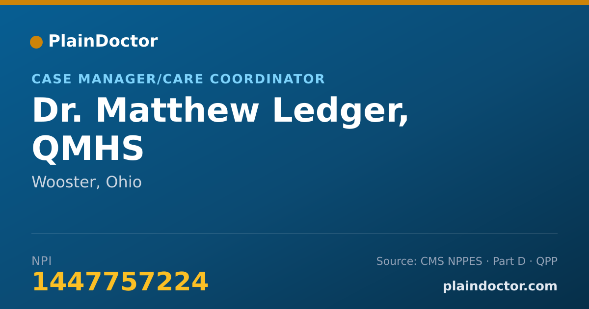 Shareable card for Matthew Ledger, QMHS - Case Manager/Care Coordinator, Wooster, OH