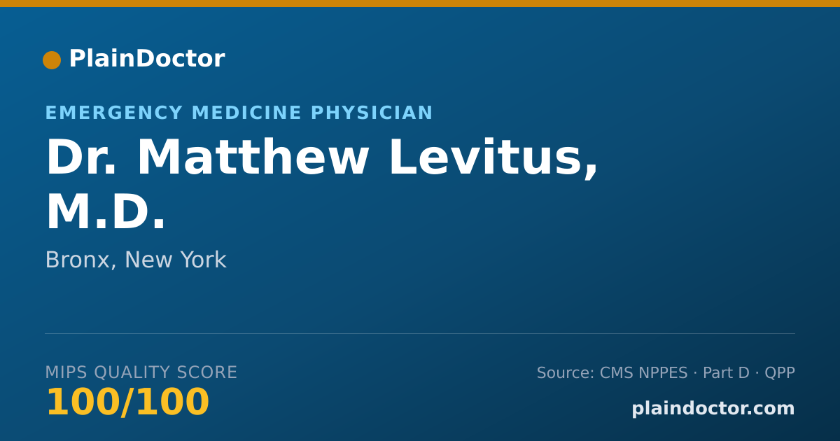 Shareable card for Matthew Levitus, M.D. - Emergency Medicine Physician, Bronx, NY