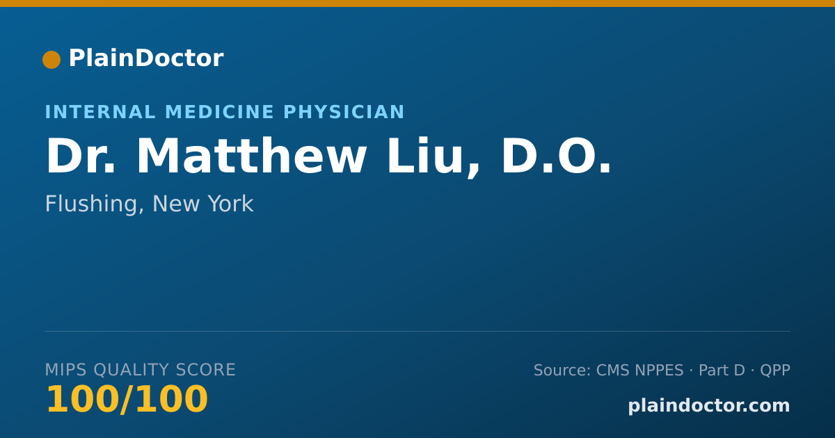Shareable card for Matthew Liu, D.O. - Internal Medicine Physician, Flushing, NY