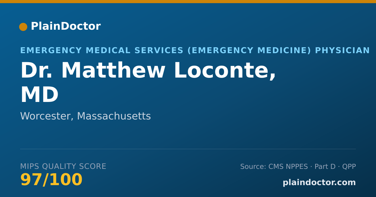 Shareable card for Matthew Loconte, MD - Emergency Medical Services (Emergency Medicine) Physician, Worcester, MA